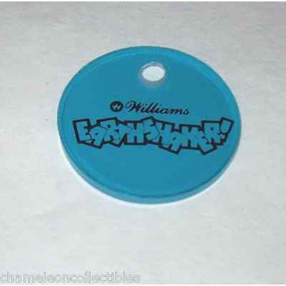 Earthshaker Pinball KEYCHAIN Original NOS Promo Plastic Game Blue Vintage - Picture 1 of 1